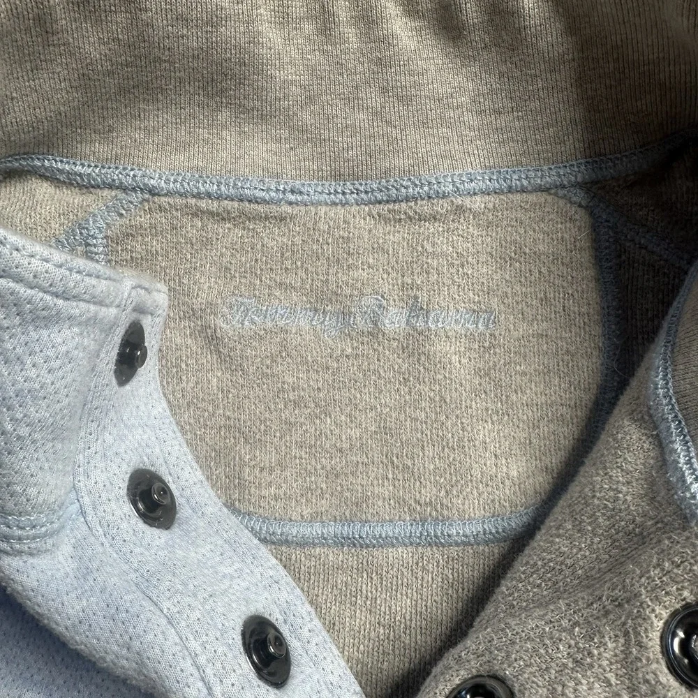 Tommy Bahama 1/4 Snap Cotton Mock‎ Neck Pullover Sweater Mens Sky Light Blue